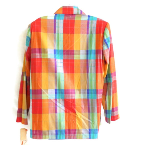 SOLD Vintage Blazer Plaid Vibrant Pockets Lite Union 14 - Picture 2 of 10